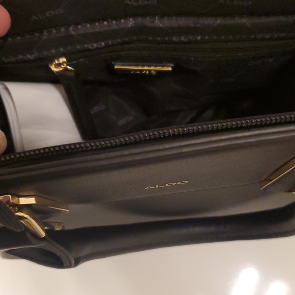 Aldo Black Tonga Faux Leather Satchel with Gold Details - Picture 3 of 5
